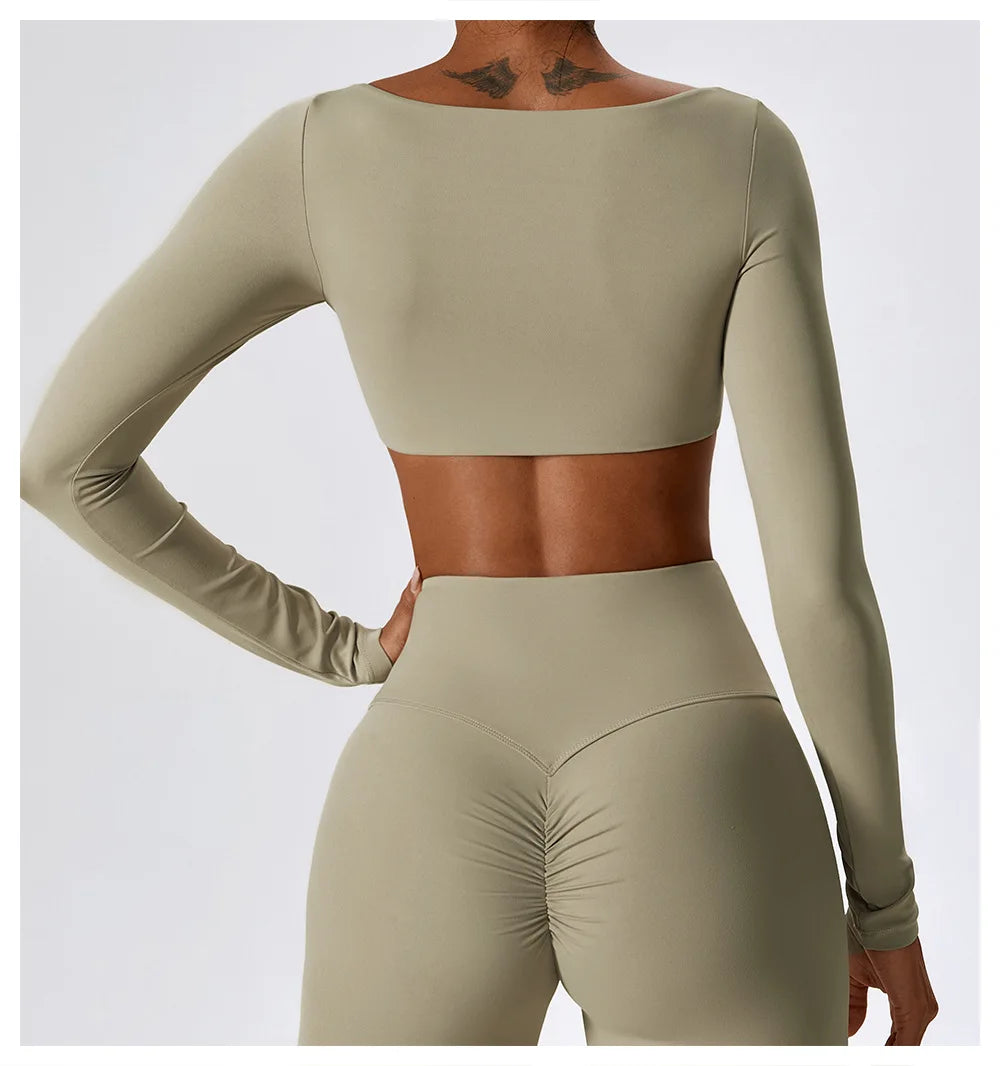 Women's Long-Sleeve Crop Top – Yoga & Sportswear