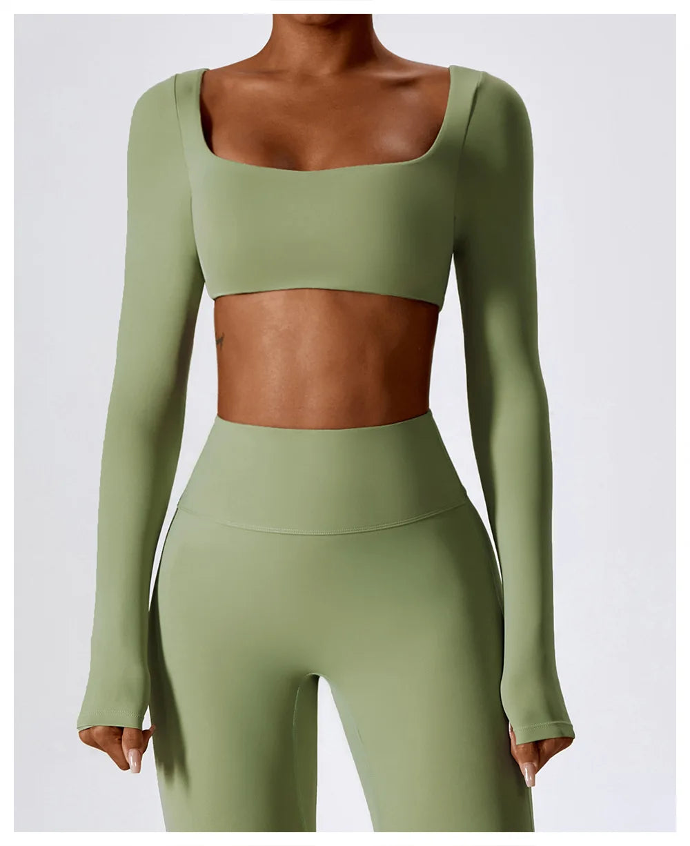 Women's Long-Sleeve Crop Top – Yoga & Sportswear