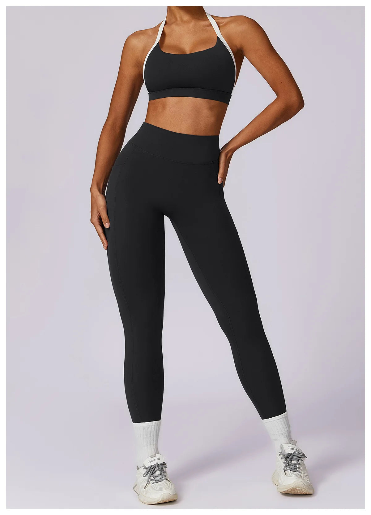 2 Piece Long Sleeve Crop Top High Waist Leggings