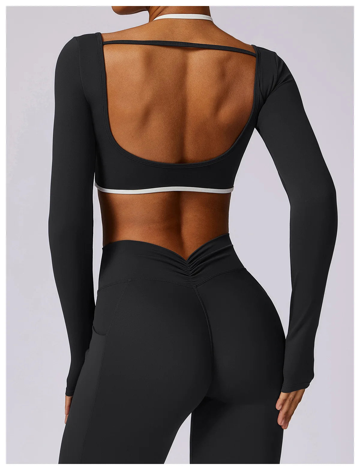 Women's Long-Sleeve Top – Square Neck & Strappy Back