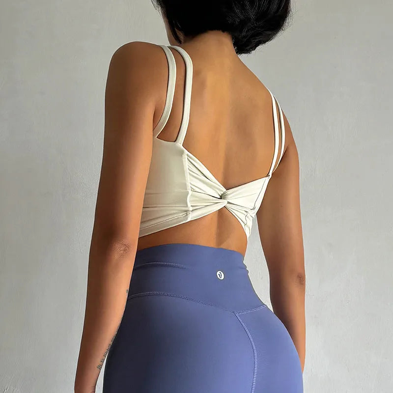 Women's Push-Up Sports Bra – Padded, Knotted Back