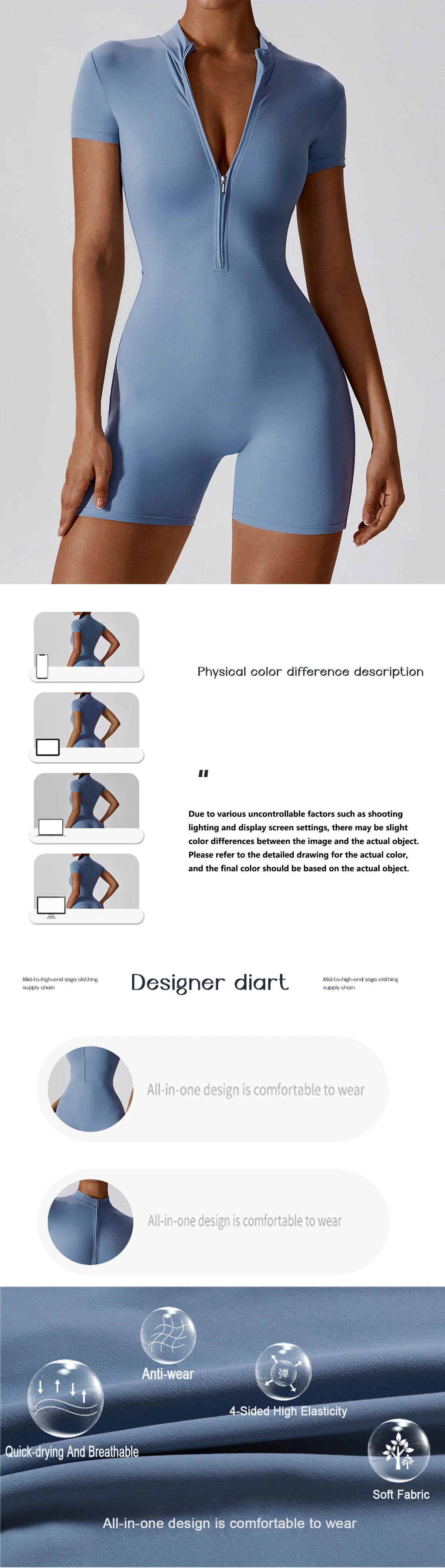 Zippered Sports Jumpsuit