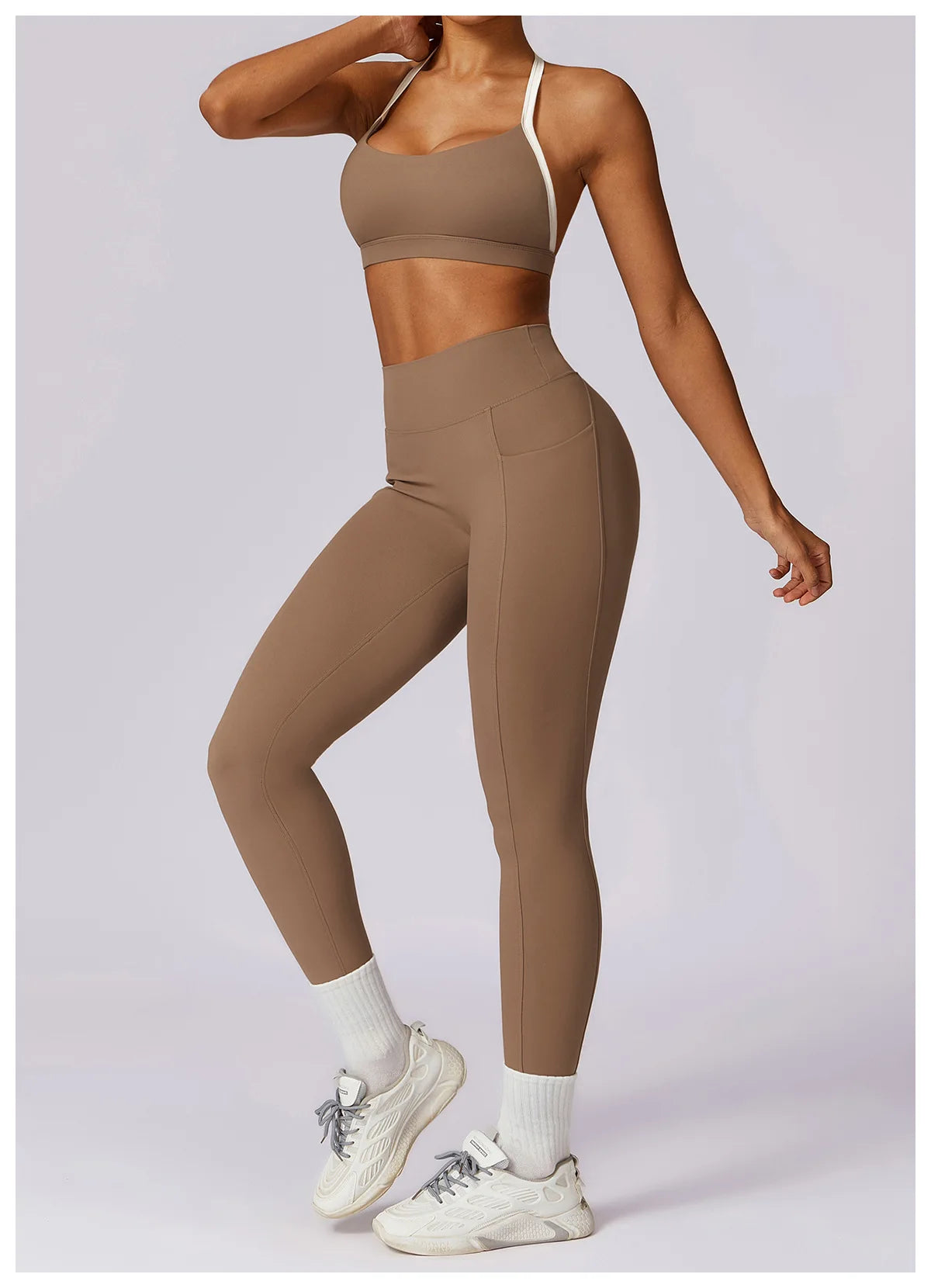 2 Piece Long Sleeve Crop Top High Waist Leggings