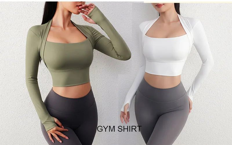 Long Sleeve Midriff Sports Crop Top With Criss Cross Waist