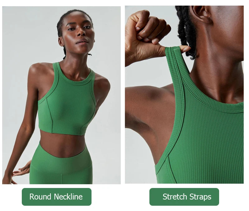 Ribbed Fabric Two Pieces Fitness Set