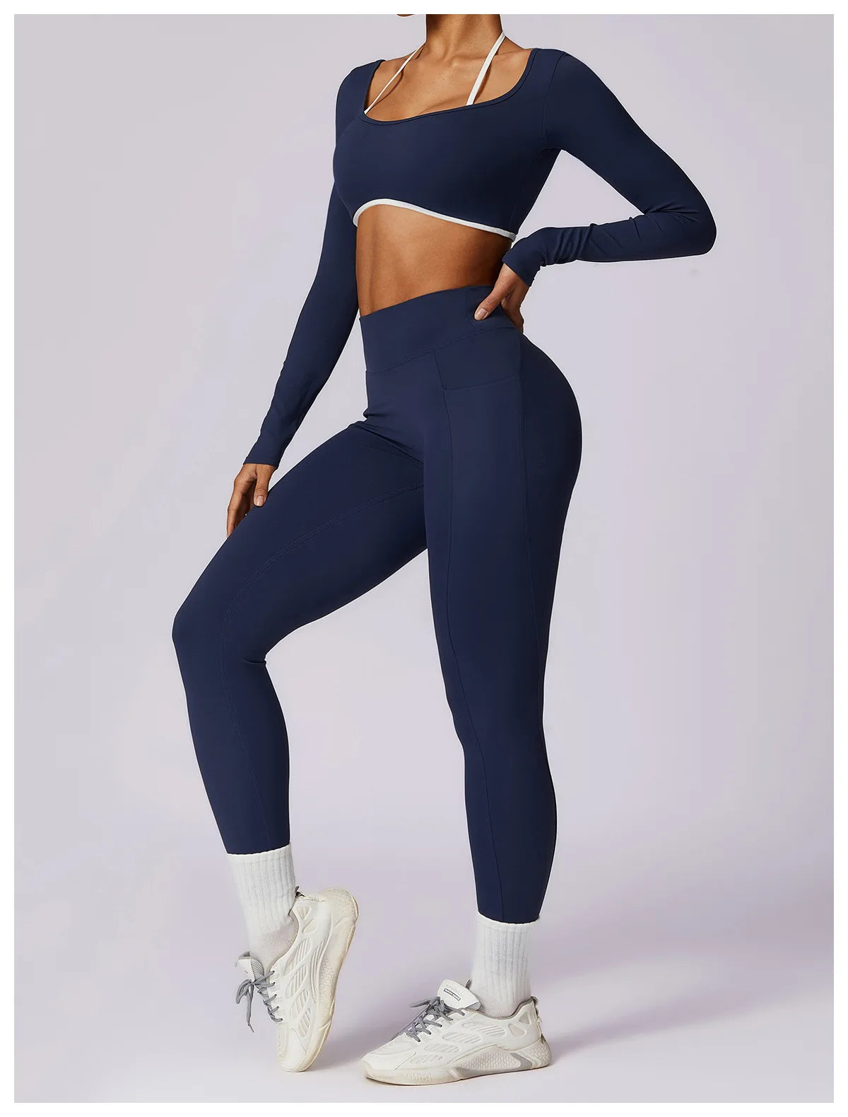 Women's Long-Sleeve Top – Square Neck & Strappy Back