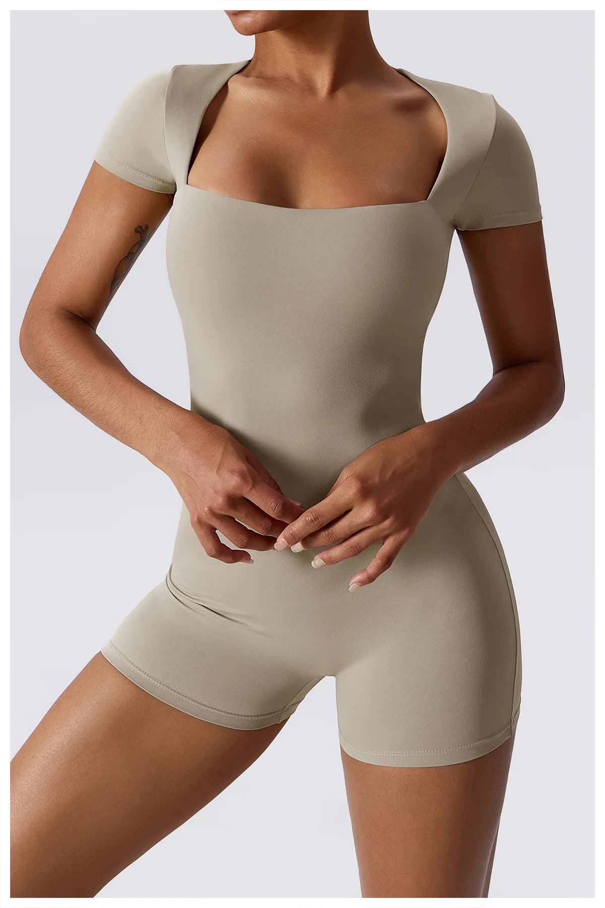 One Piece Short Sleeve Short Bodysuit