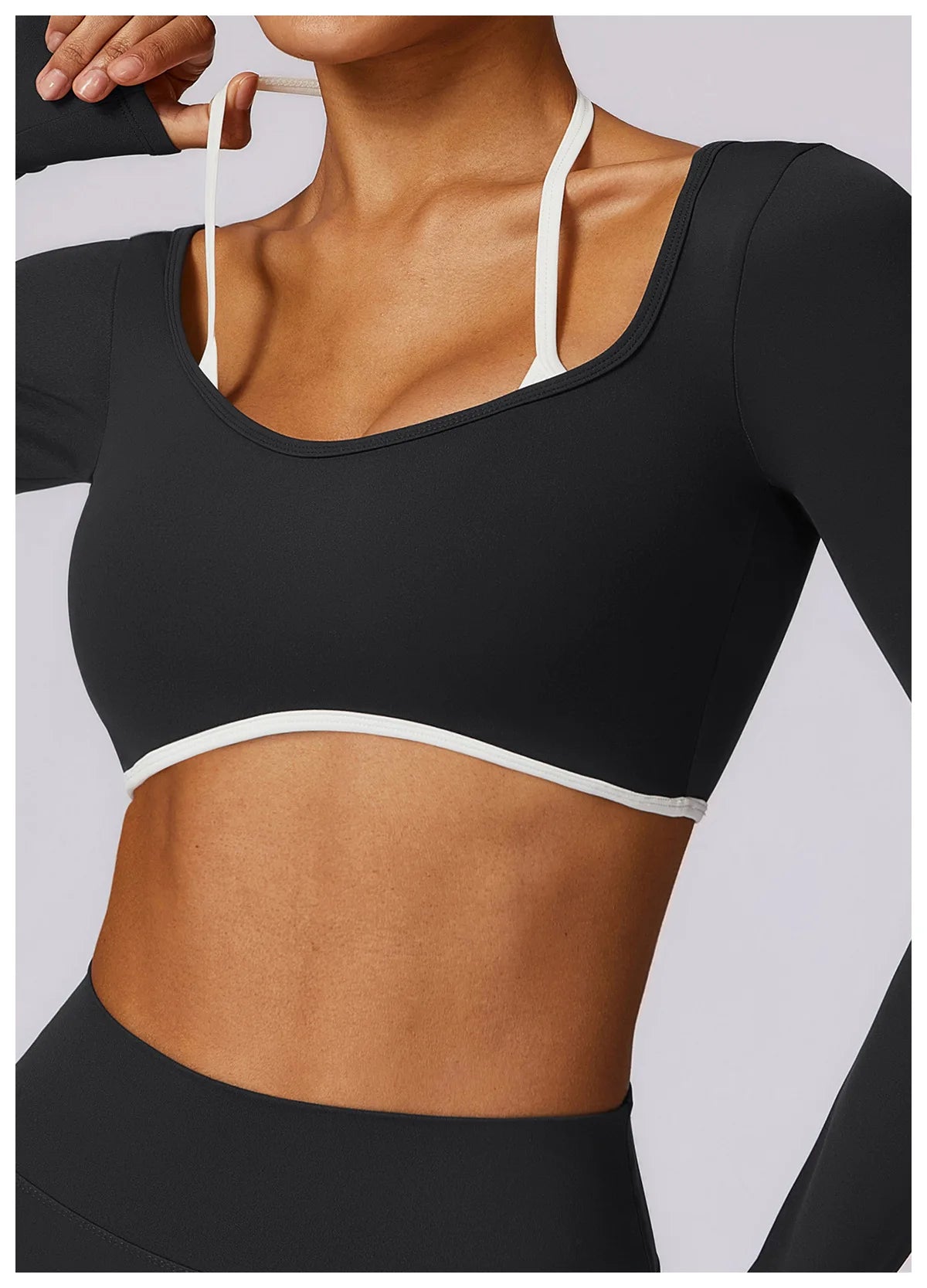 Women's Long-Sleeve Top – Square Neck & Strappy Back