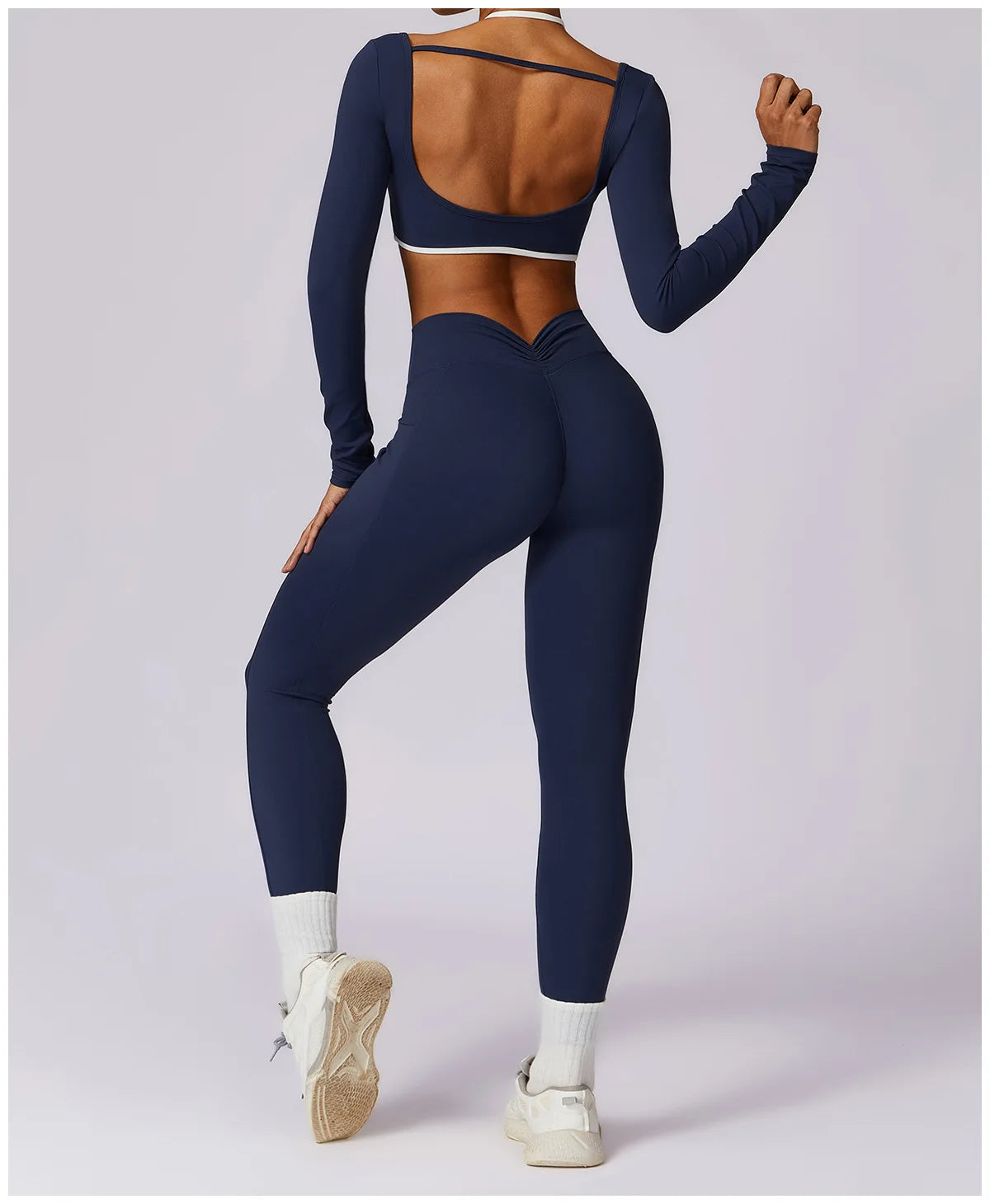 2 Piece Long Sleeve Crop Top High Waist Leggings