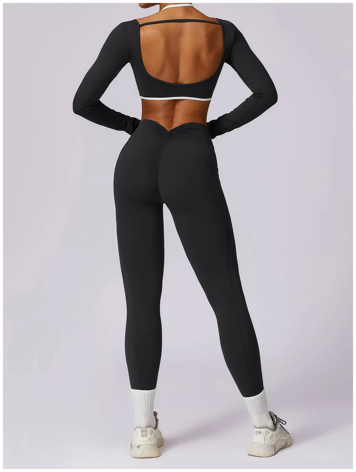 2 Piece Long Sleeve Crop Top High Waist Leggings
