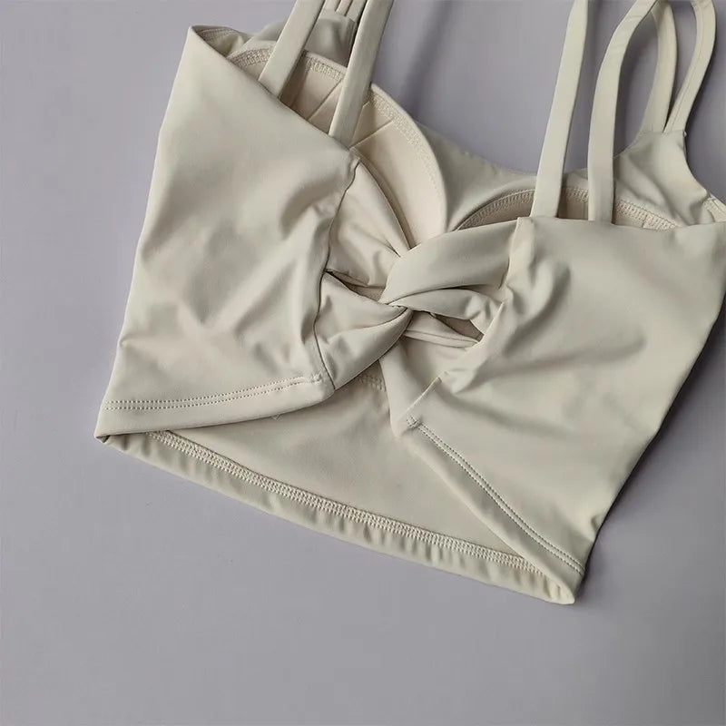 Women's Push-Up Sports Bra – Padded, Knotted Back