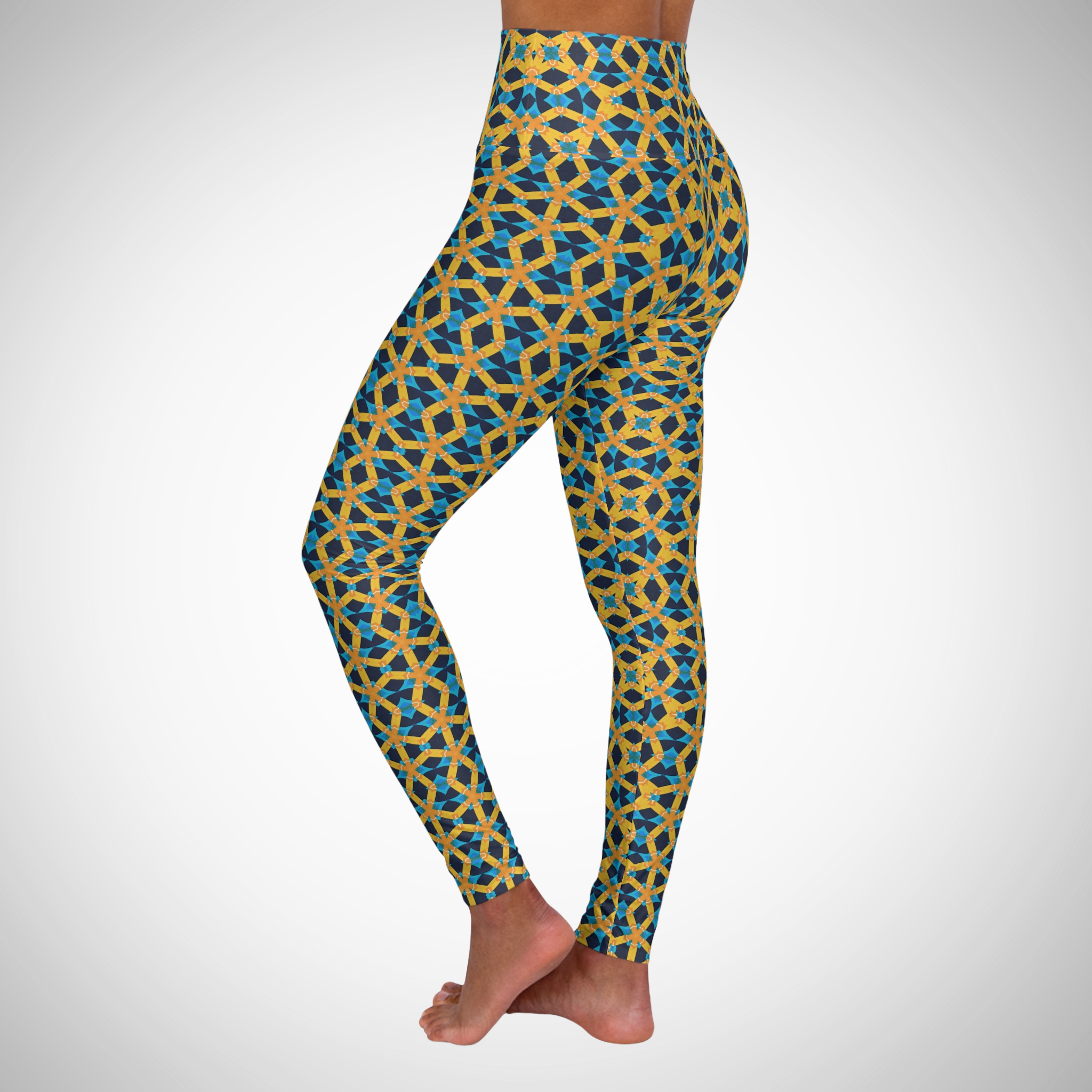 Royal Grid - High Waisted Yoga Leggings
