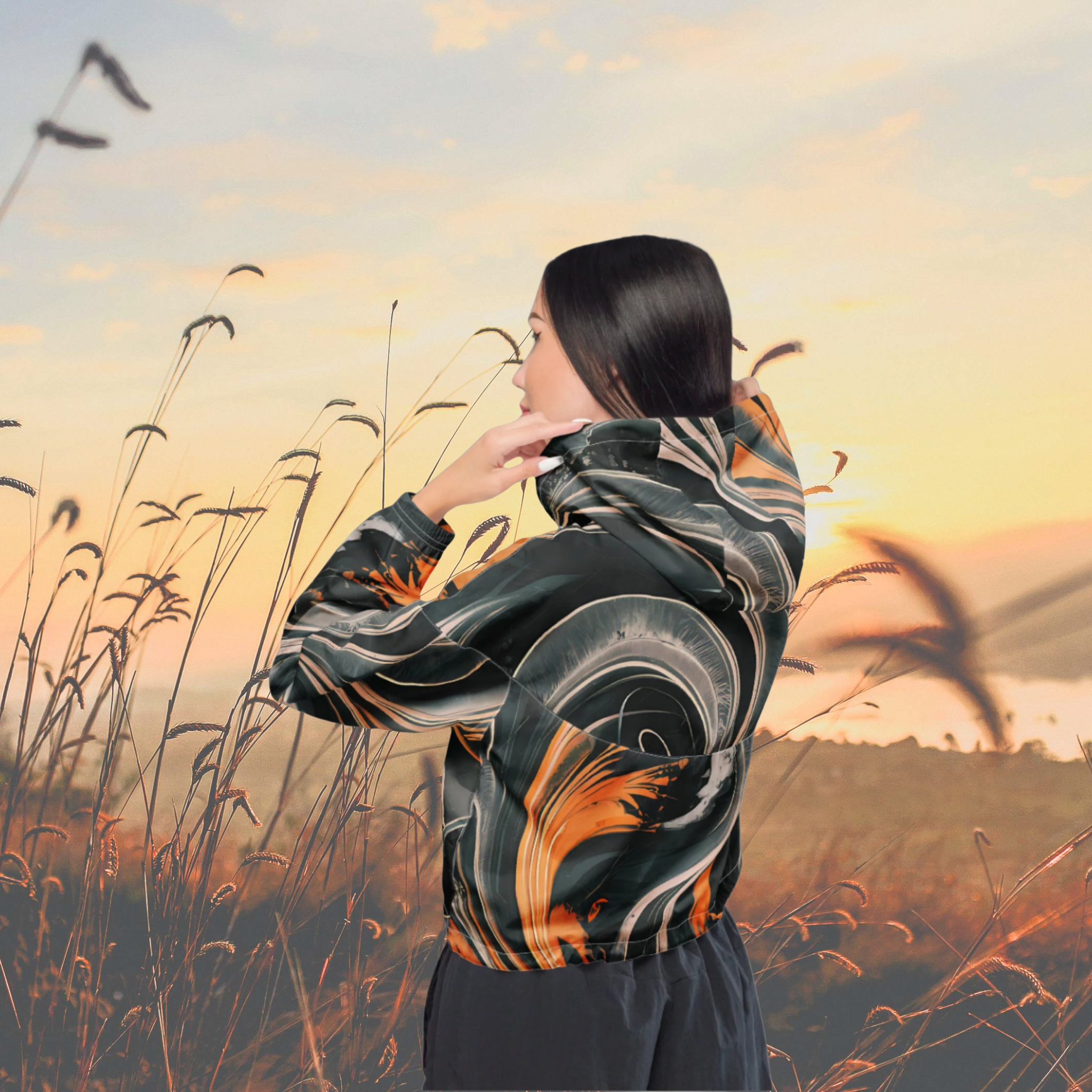 Midnight Flame - Cropped Windbreaker