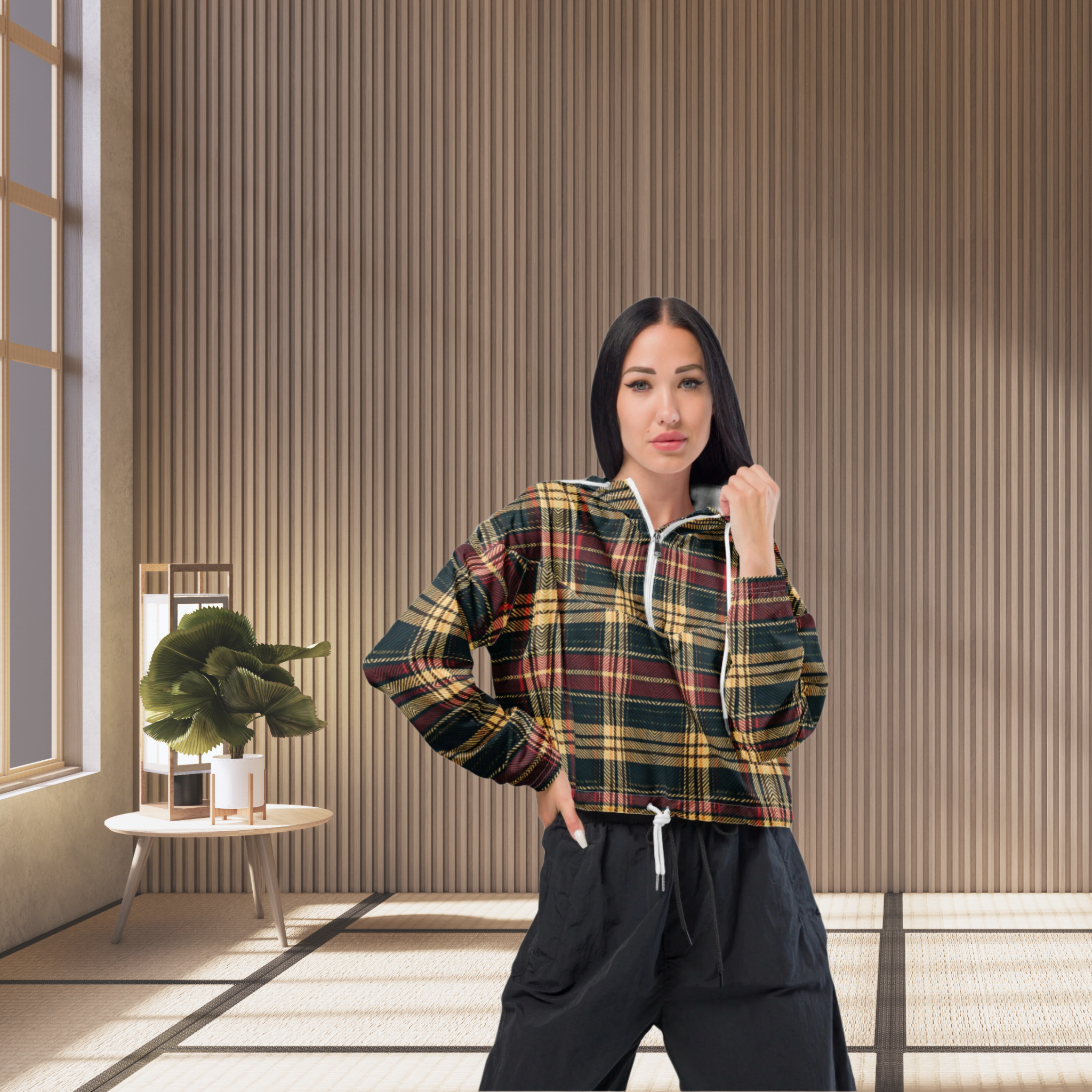 Plaid Allure - Cropped windbreaker