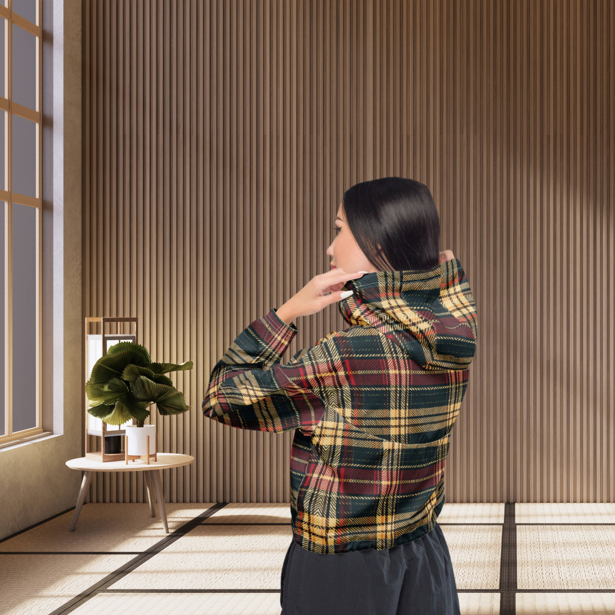 Plaid Allure - Cropped windbreaker