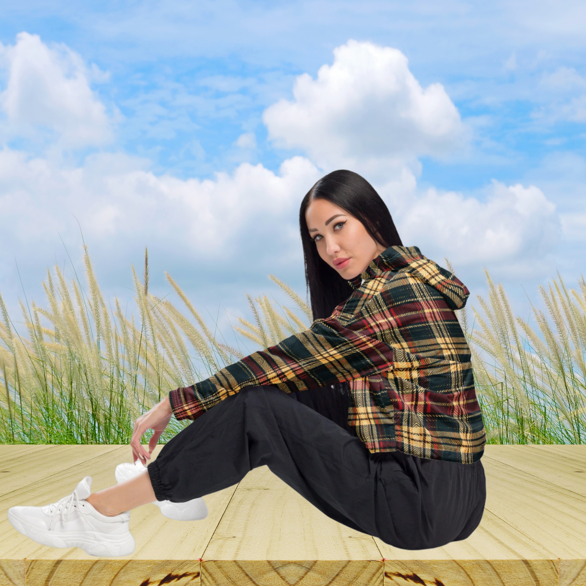 Plaid Allure - Cropped windbreaker