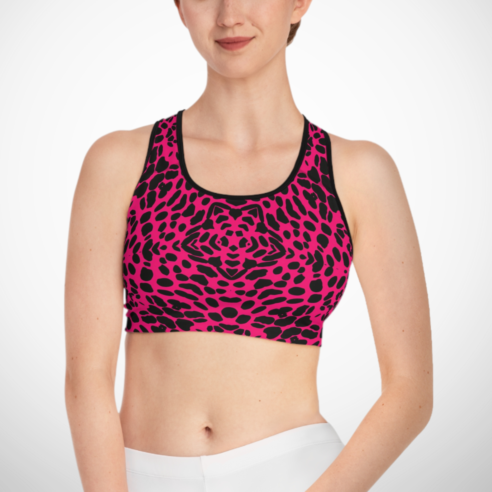 Panther In Pink - Seamed Sports Bra