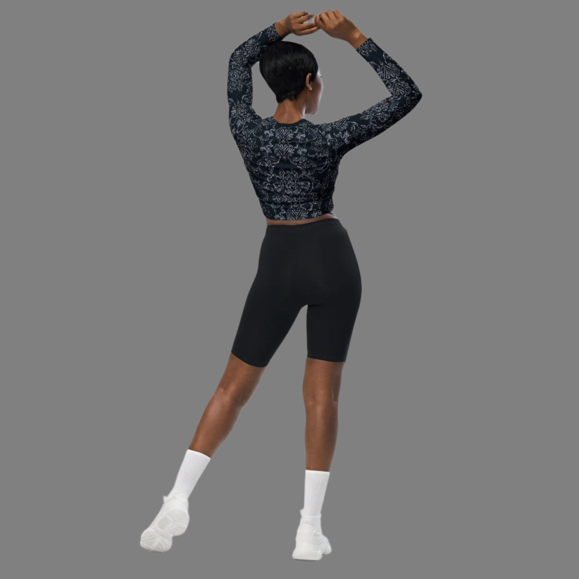 Midnight Lace - Recycled Long-Sleeve Crop Top