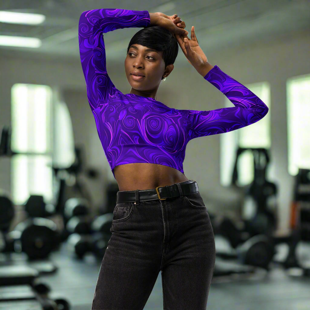 Electric Purple - Recycled Long Sleeve Crop Top