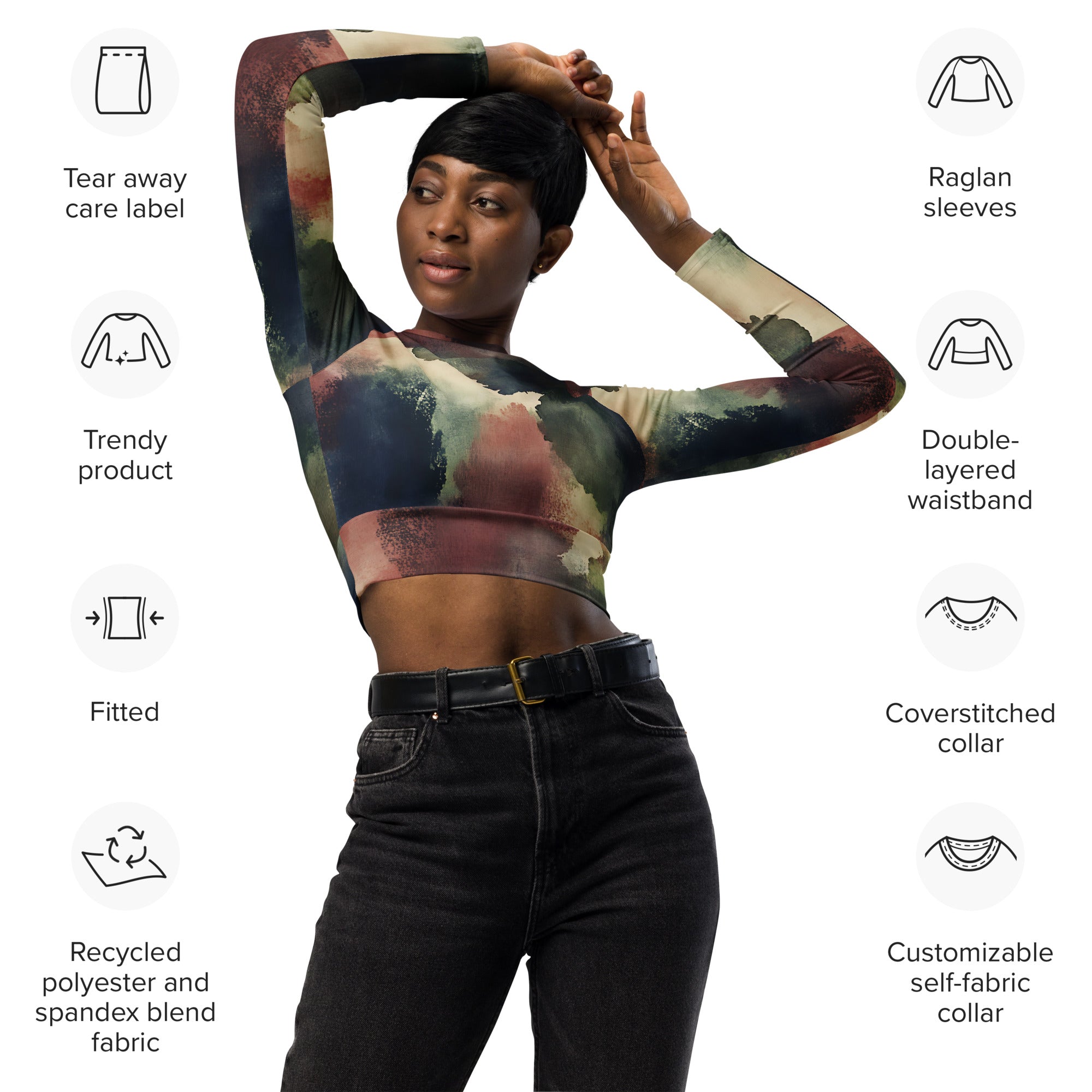 Deep Reflection - Recycled Long-Sleeve Crop Top