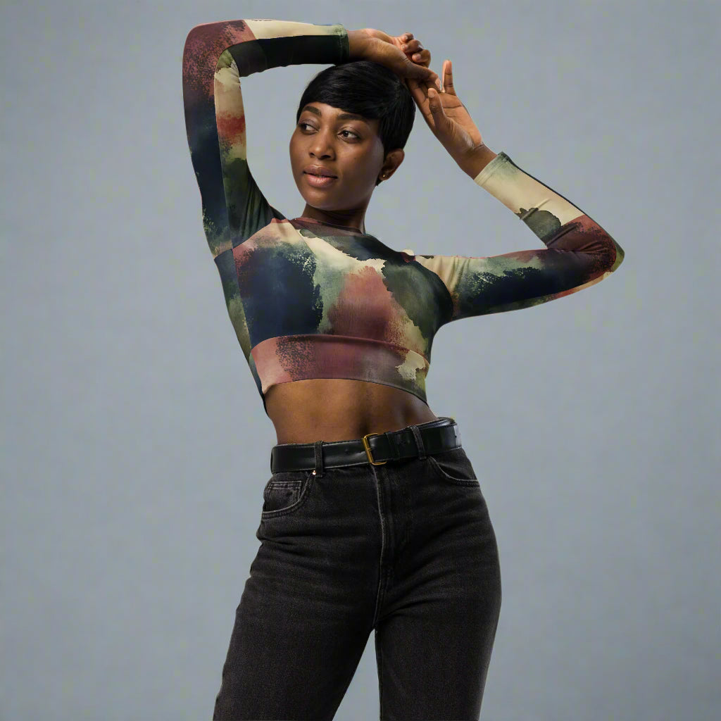 Deep Reflection - Recycled Long-Sleeve Crop Top