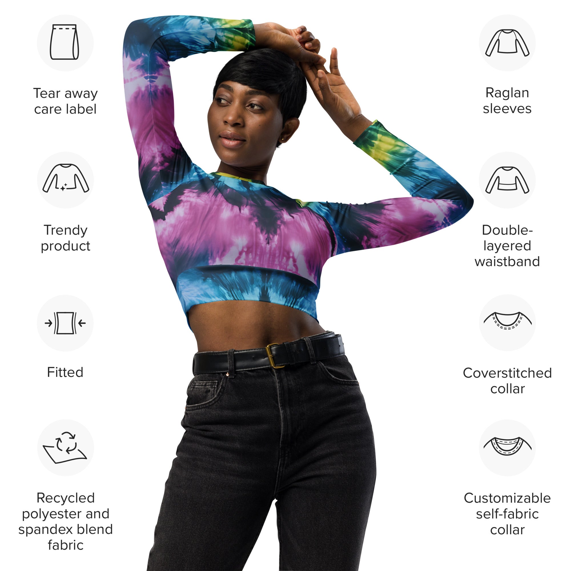 Cosmic Harmony - Recycled Long-Sleeve Crop Top