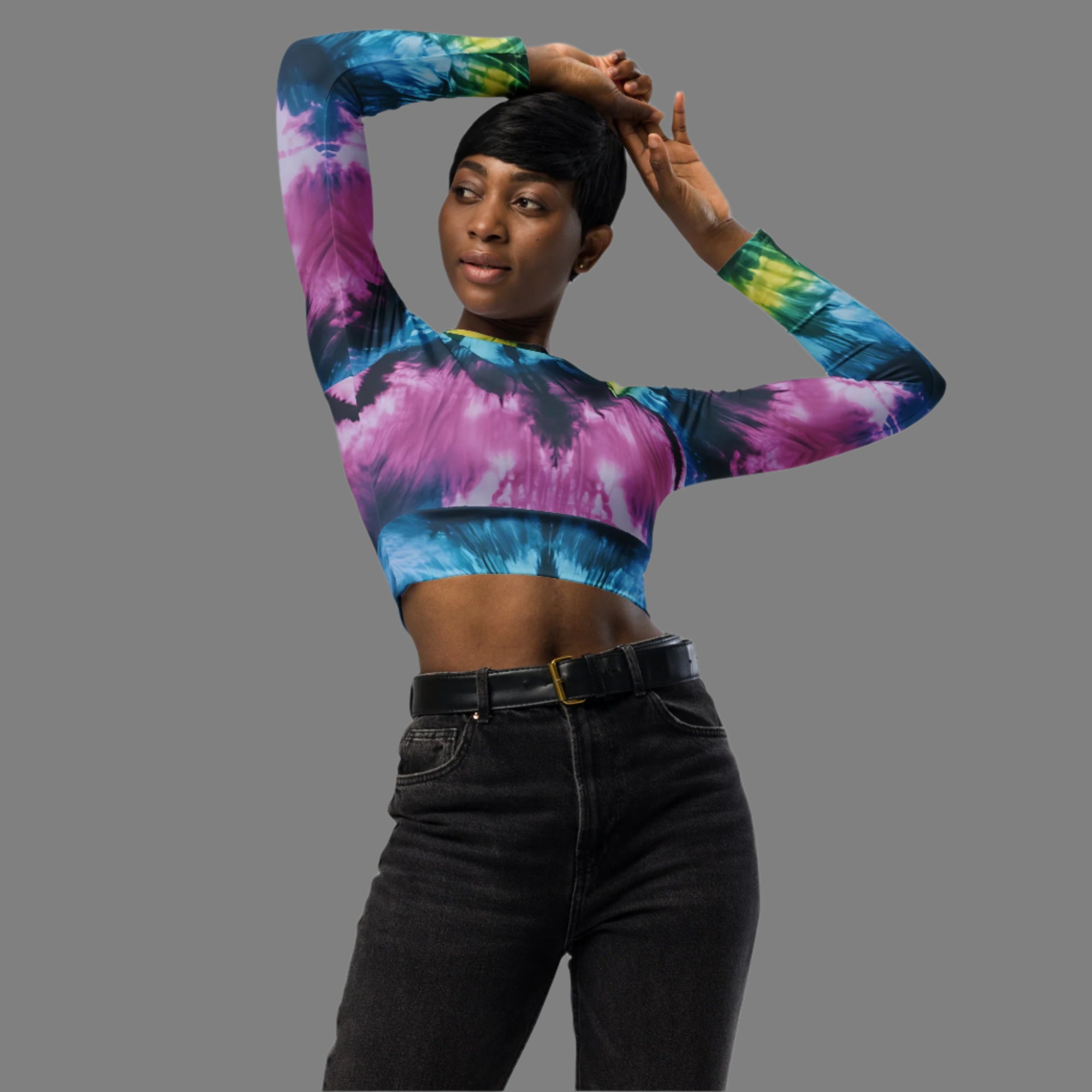 Cosmic Harmony - Recycled Long-Sleeve Crop Top
