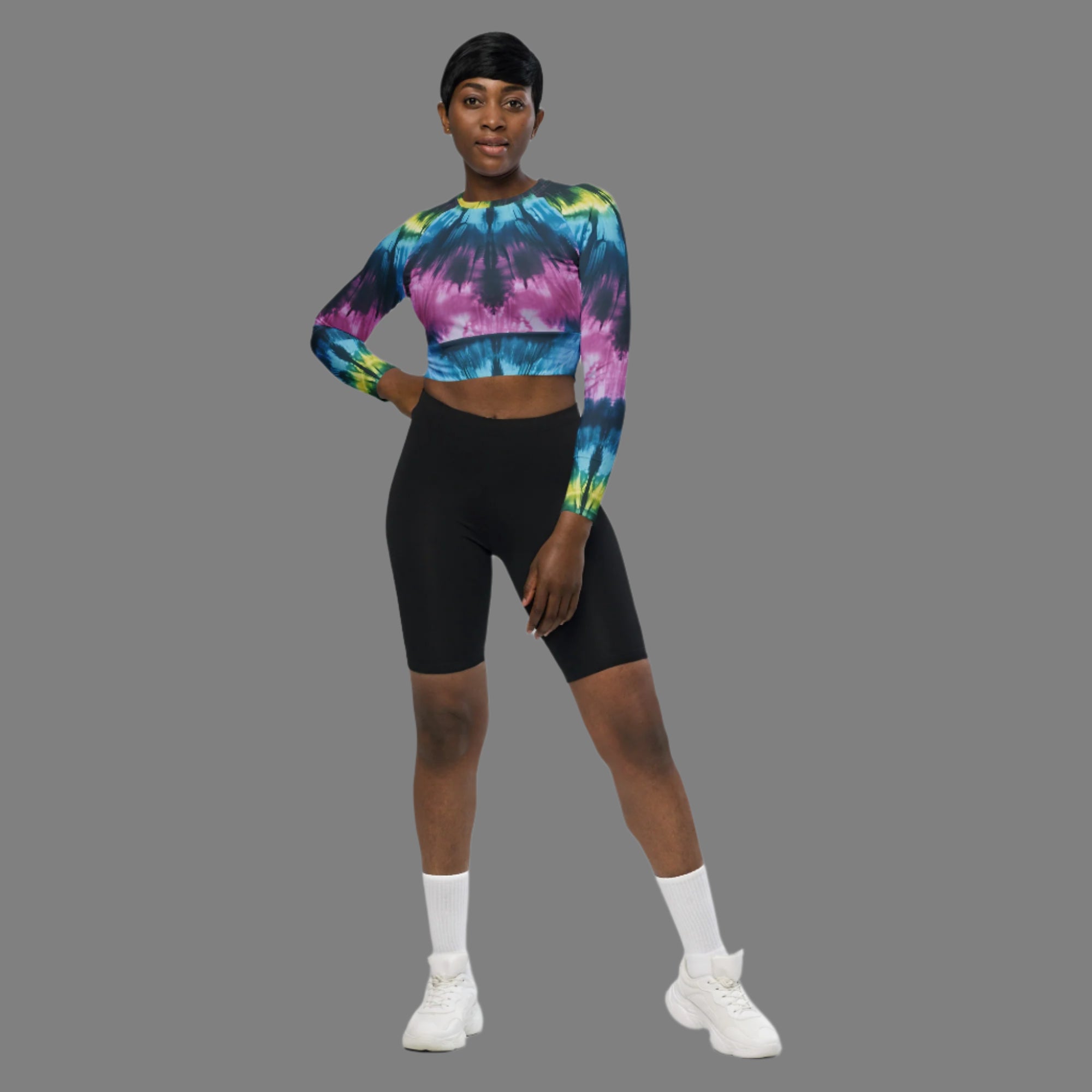 Cosmic Harmony - Recycled Long-Sleeve Crop Top