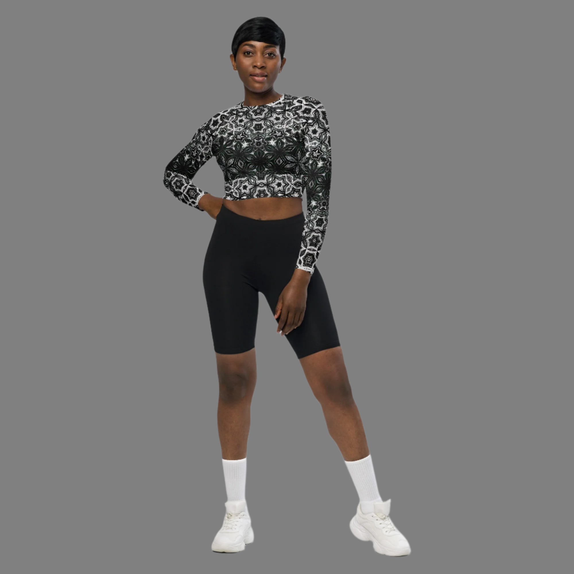 Graphite Glam - Recycled Long-Sleeve Crop Top