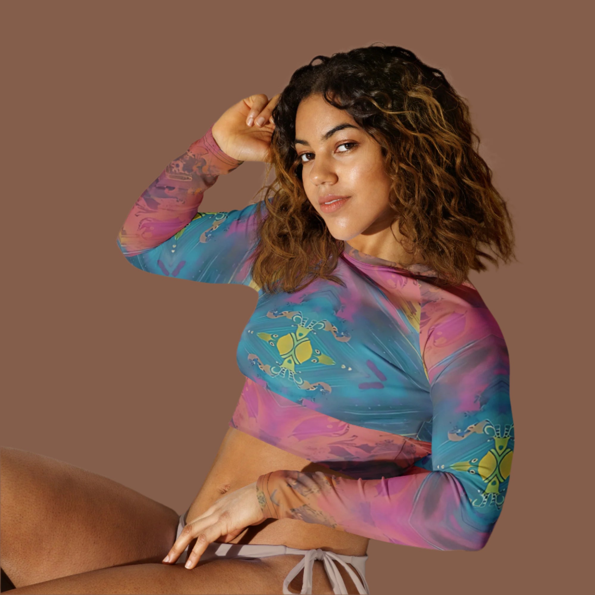 Cotton Candy - Recycled long-sleeve crop top