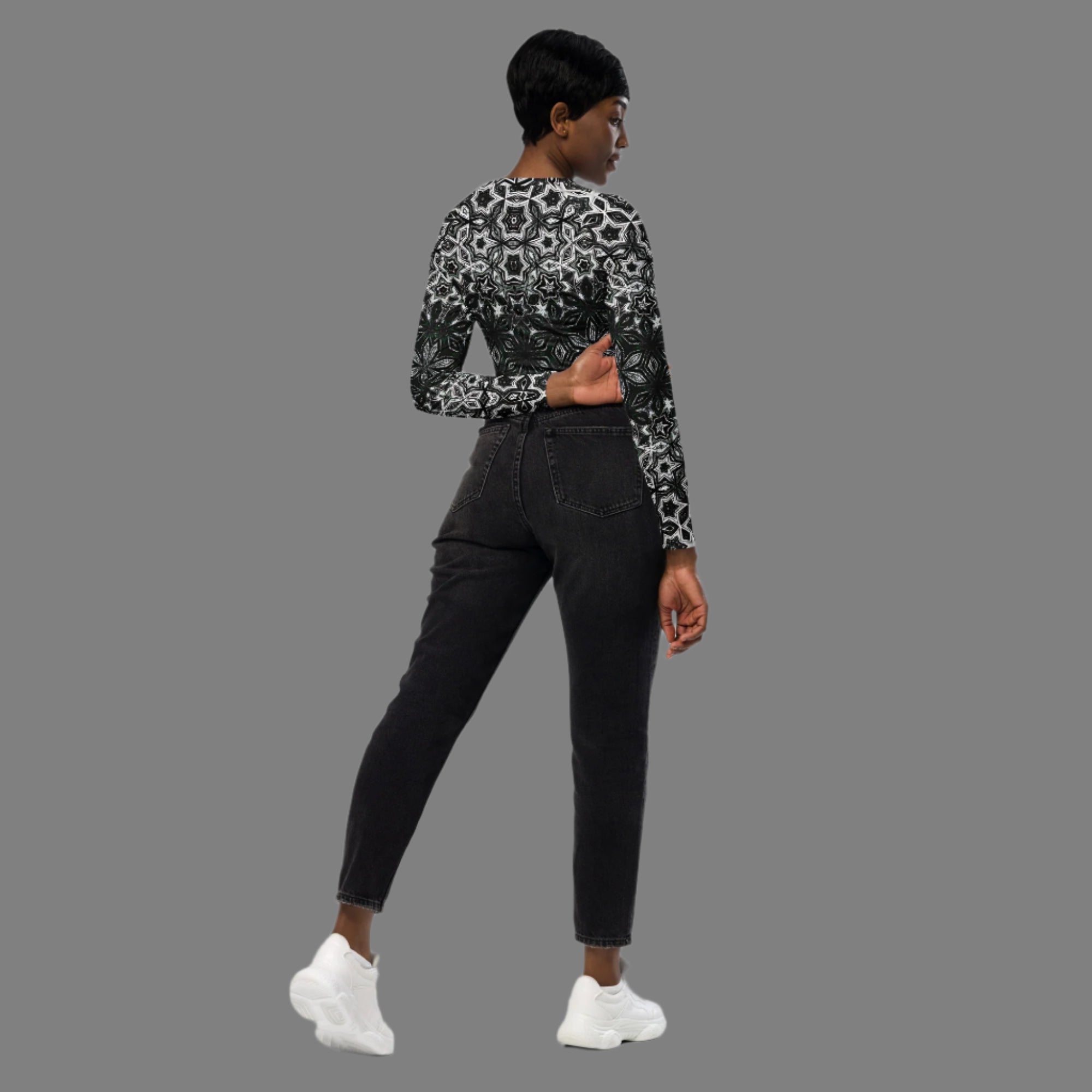 Graphite Glam - Recycled Long-Sleeve Crop Top