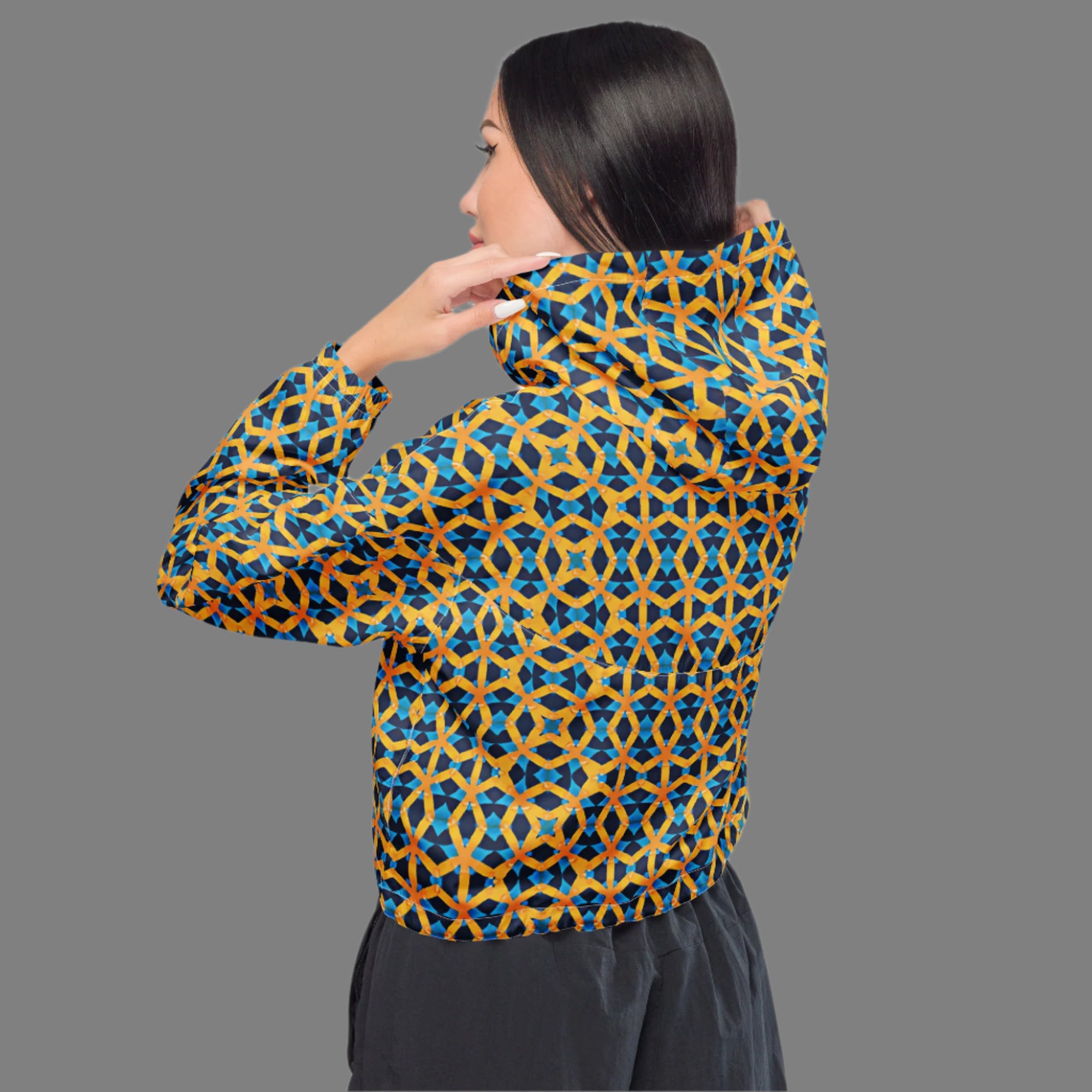 Royal Grid - Cropped Windbreaker