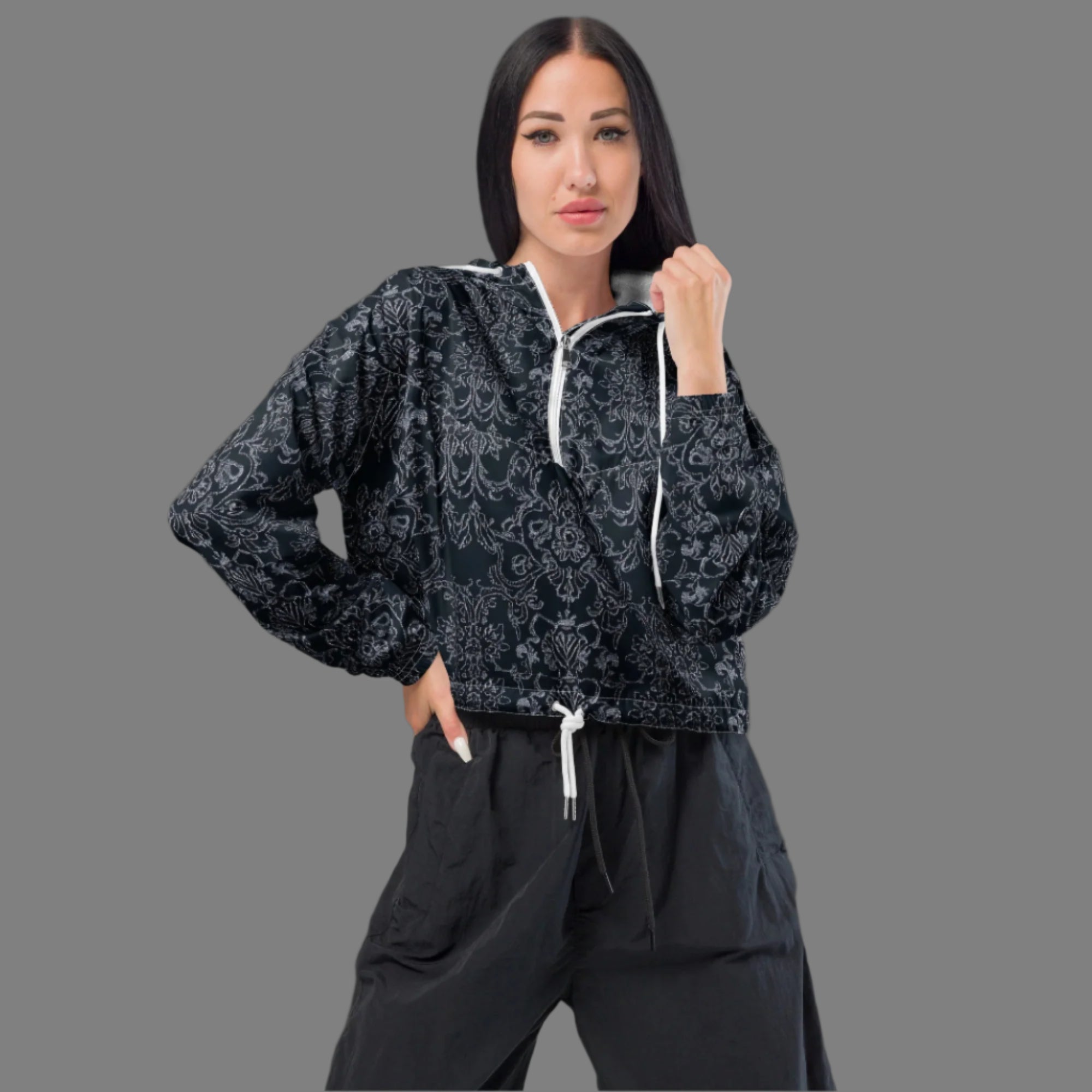 Midnight Lace - Cropped Windbreaker