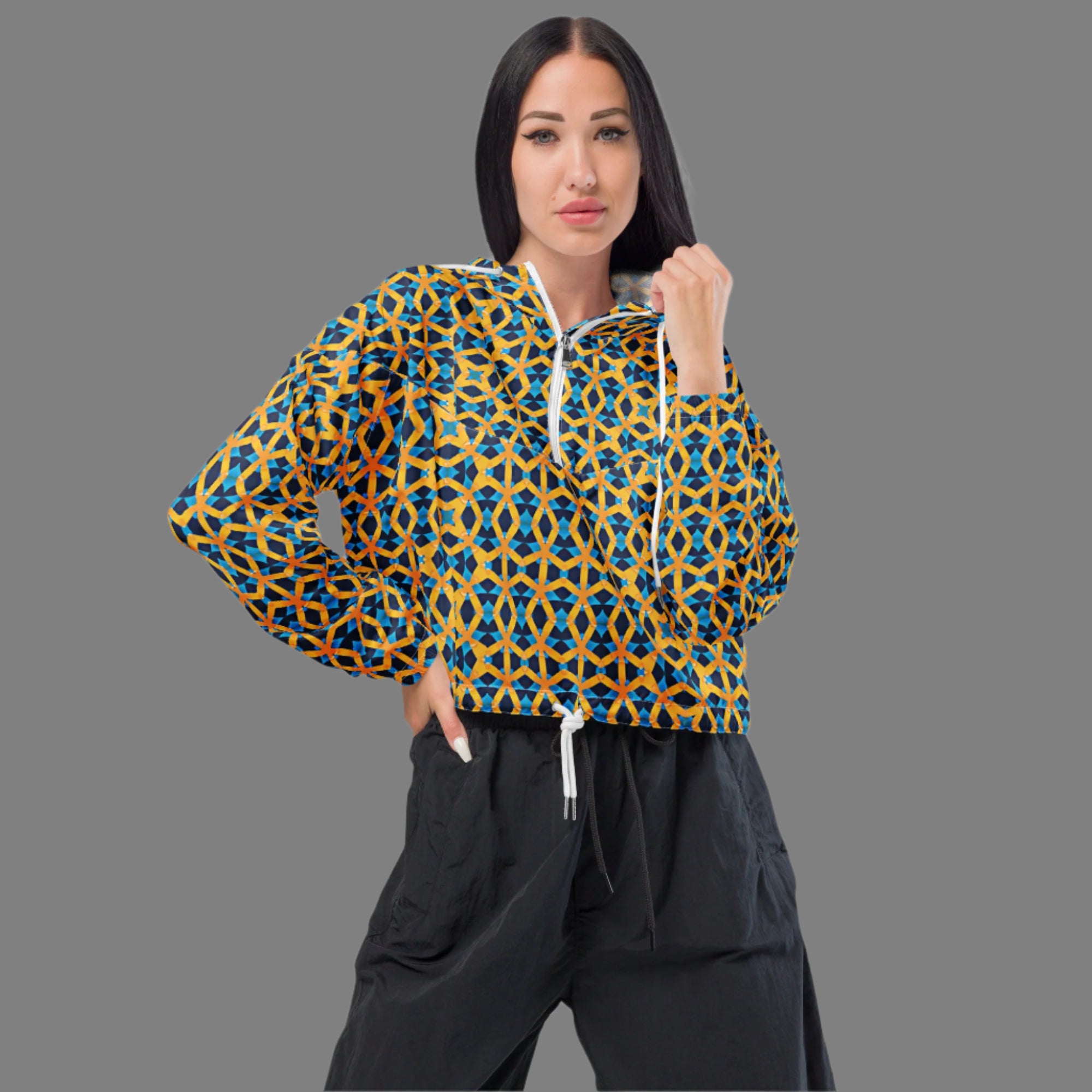 Royal Grid - Cropped Windbreaker