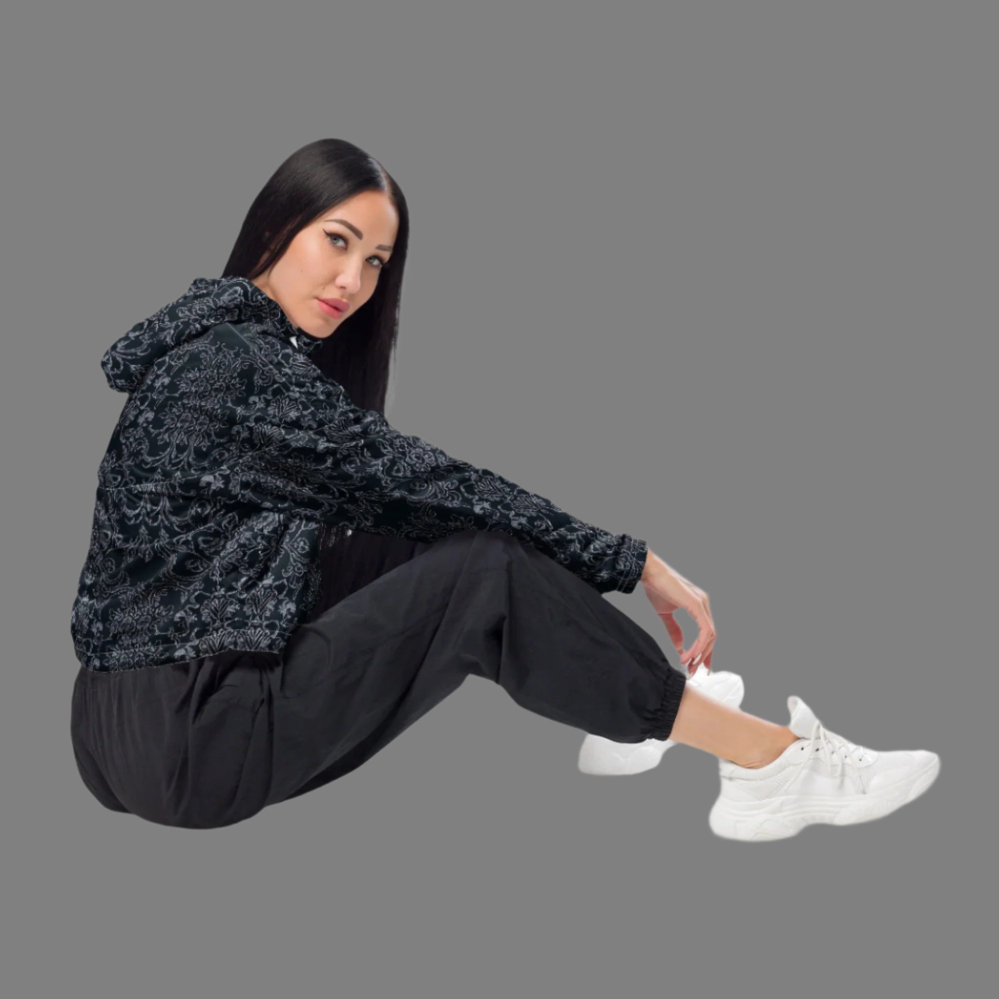 Midnight Lace - Cropped Windbreaker