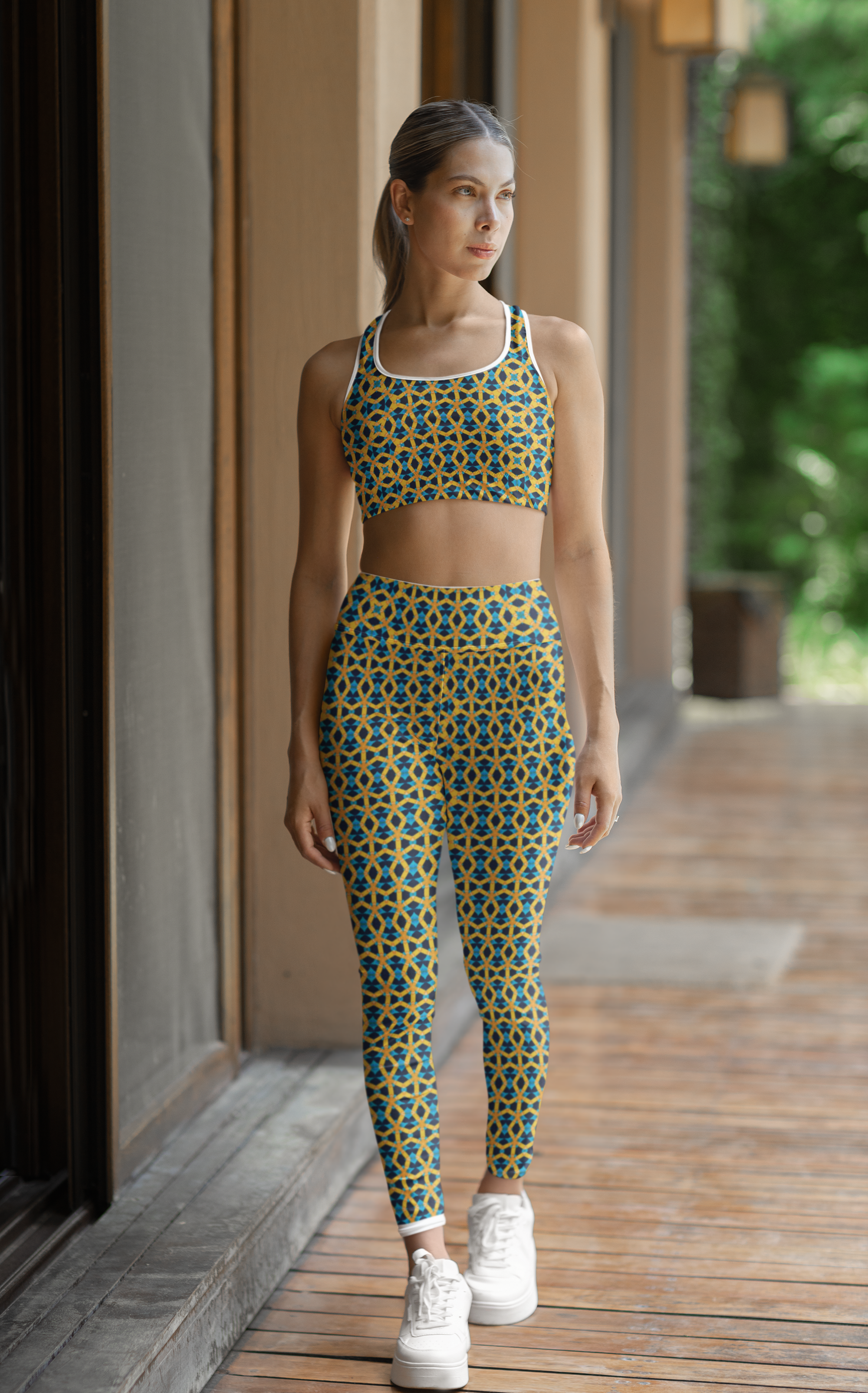 Royal Grid - High Waisted Yoga Leggings